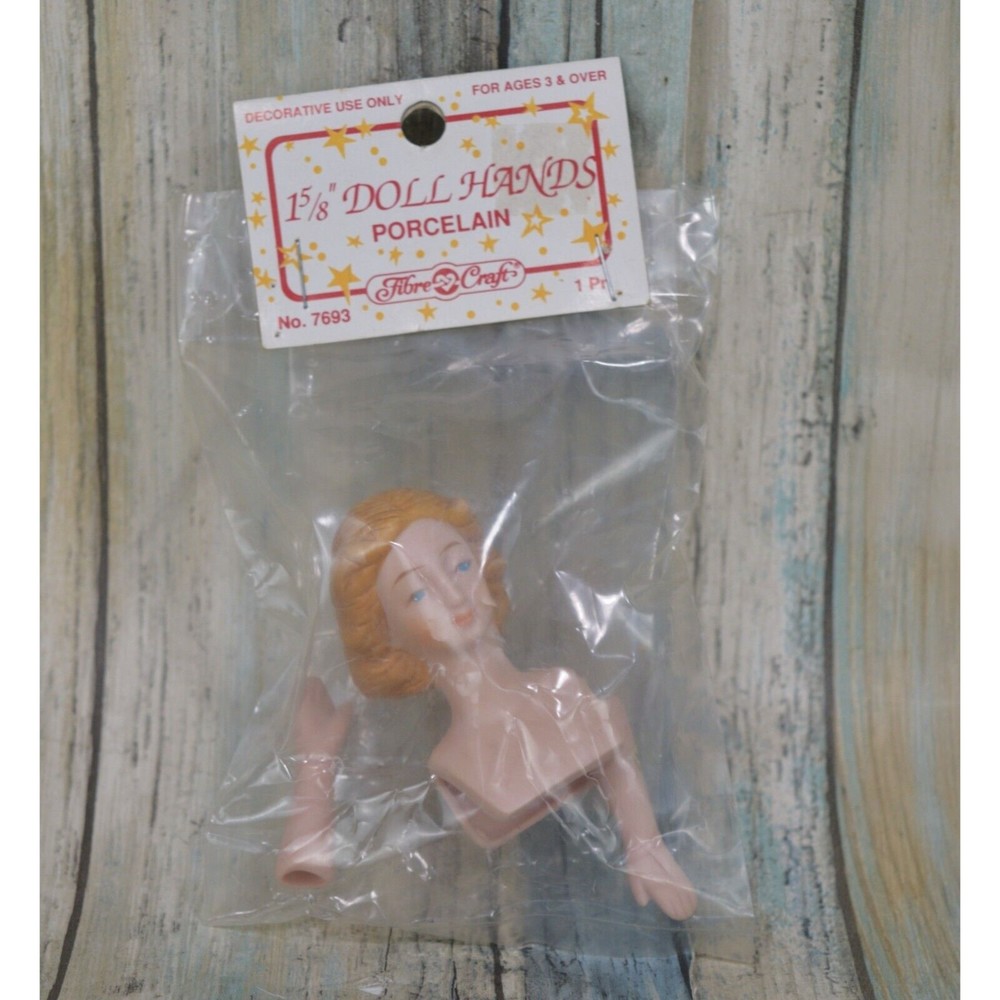 Vintage Fibre Craft Porcelain Doll Hands 1 5/8” and Head Doll Making Parts